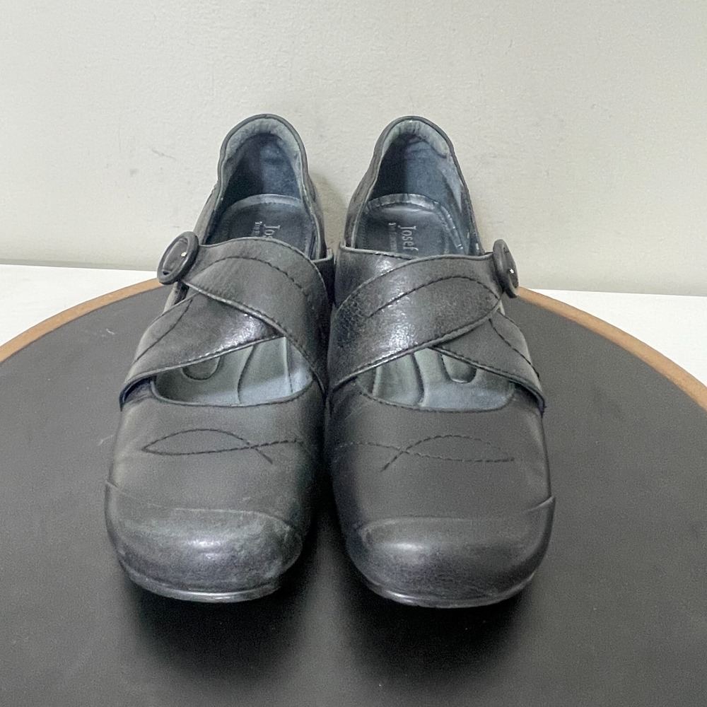 Josef Seibel Mary Jane Shoes Women 38 Leather Crisscross Black Low Heel Workwear - Picture 3 of 16